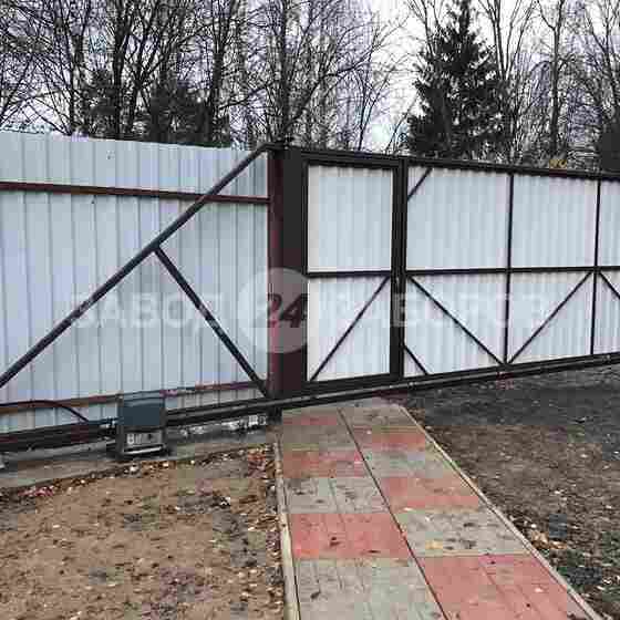 Каркас откатных ворот с калиткой под обшивку модель 05